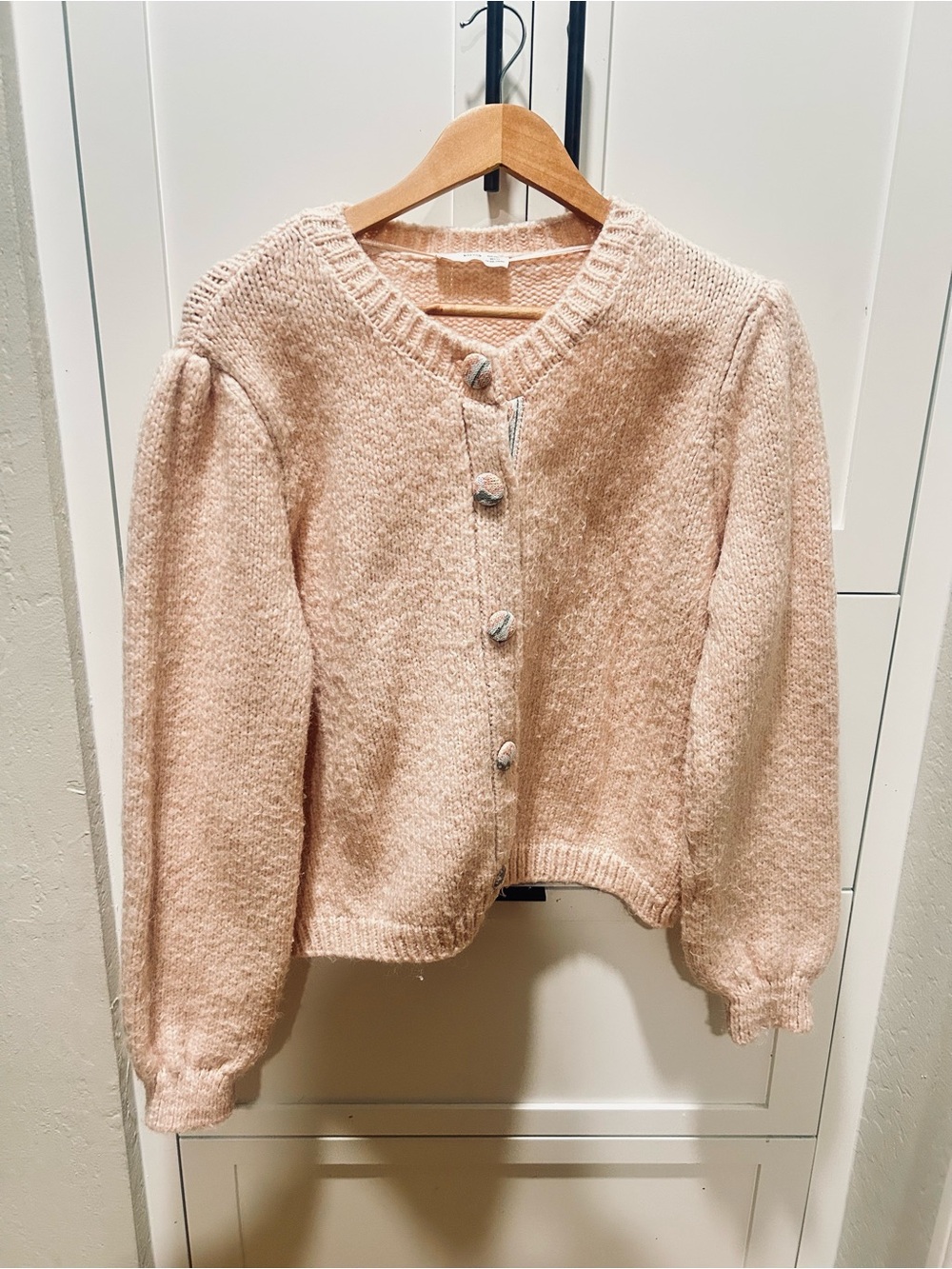 MNG Pink Button-Up Knit Cardigan